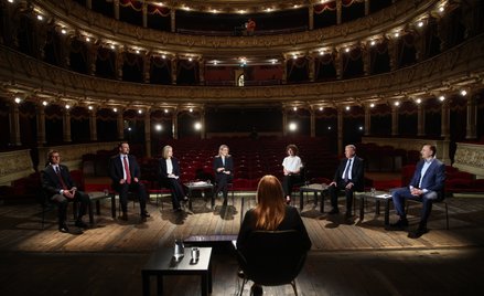 Kandydaci na prezydenta Krakowa (L-P): Michał Klimek, Michał Drewnicki, Monika Piątkowska, Aleksandr