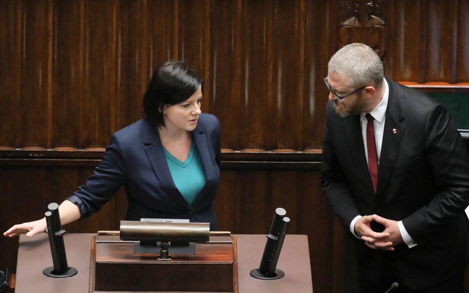 Działaczka Pro-life Kaja Godek i poseł Konfederacji Grzegorz Braun