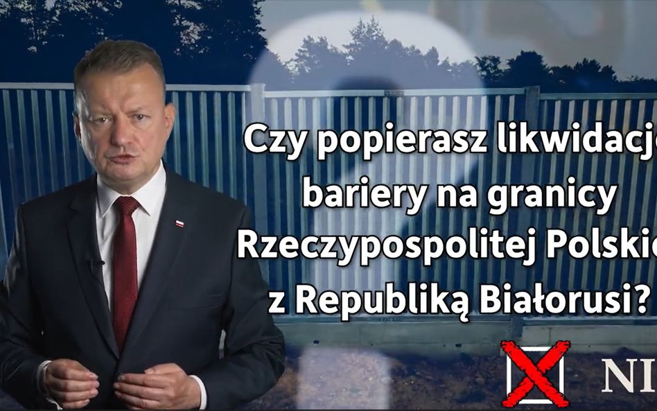 Mariusz Błaszczak prezentuje ostatnie pytanie w referendum