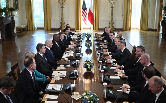 Spotkanie prezydenta Bidena z premierem Tuskiem i prezydentem Dudą w Białym Domu