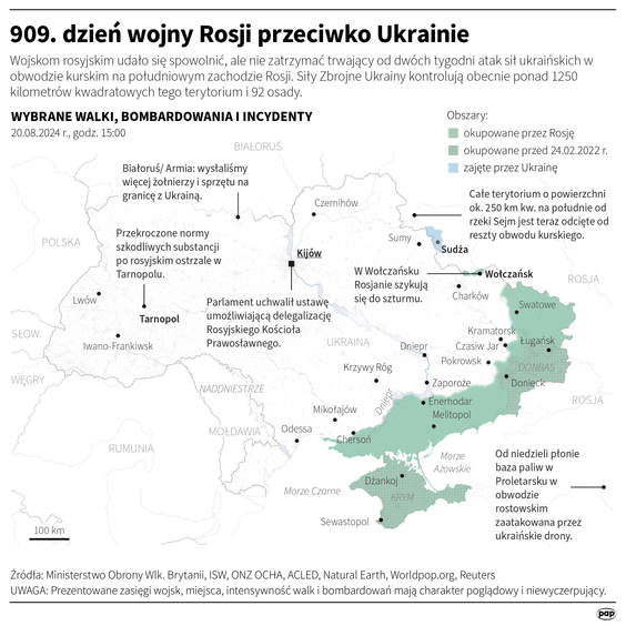 Tak wyglądała sytuacja na froncie w 909 dniu wojny