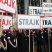 Strajk w siedzibie LOT w Warszawie