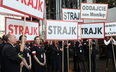 Strajk w siedzibie LOT w Warszawie