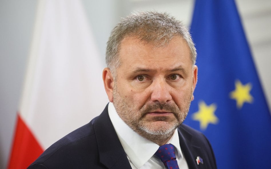 Minister sprawiedliwości, prokurator generalny Waldemar Żurek podczas konferencji prasowej w siedzib
