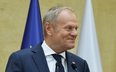 Premier Donald Tusk podczas konferencji prasowej w KPRM w Warszawie, 19 bm. Konferencja dotyczyła pr