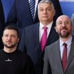 Przewodniczący Rady Europejskiej Charles Michel, prezydent Ukrainy Wołodymyr Zełenski i premier Węgi