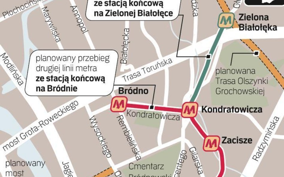 Metro Warszawskie planowało końcową stację drugiej linii u zbiegu ul. Kondratowicza z Rembielińską n