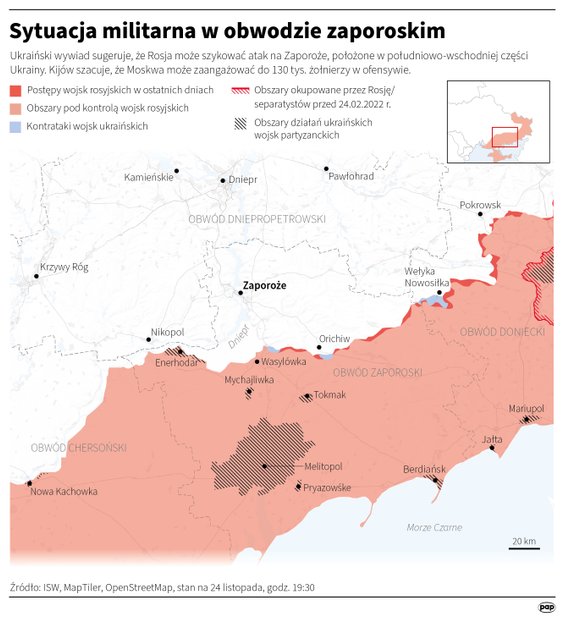 Sytuacja na froncie w obwodzie zaporoskim (MAPA)
