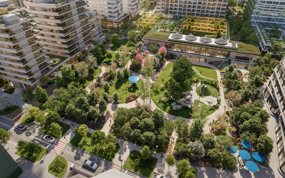 Wśród zieleni znajdą się atrakcje dla osób w każdym wieku: naturalny amfiteatr, plac zabaw z trampol