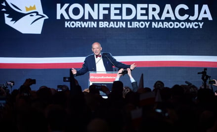 Janusz Korwin-Mikke podczas konwencji wyborczej Konfederacji (06.04.2019)