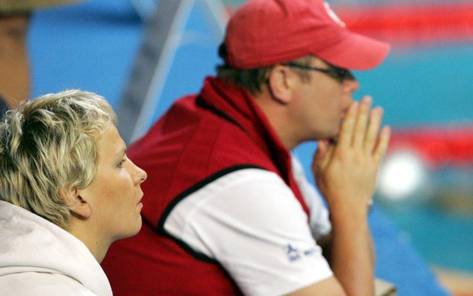 Otylia Jędrzejczak z trenerem Pawłem Słomińskim