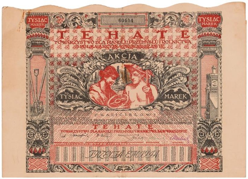 300 zł kosztuje akcja Towarzystwa dla Handlu, Przemysłu i Rolnictwa.
