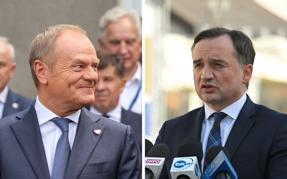 Premier RP Donald Tusk i były minister sprawiedliwości Zbigniew Ziobro