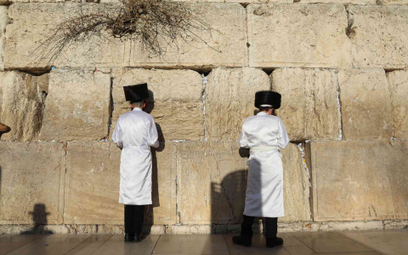 Żydzi pod Ścianą Płaczu w Jerozolimie