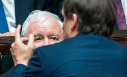 Jarosław Kaczyński i Zbigniew Ziobro podczas pierwszego posiedzenia nowego Sejmu, 12 listopada 2019 