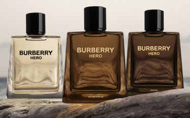 Cała rodzina zapachów Burberry Hero: Eau de Toilette, Eau de Parfum oraz Parfum.