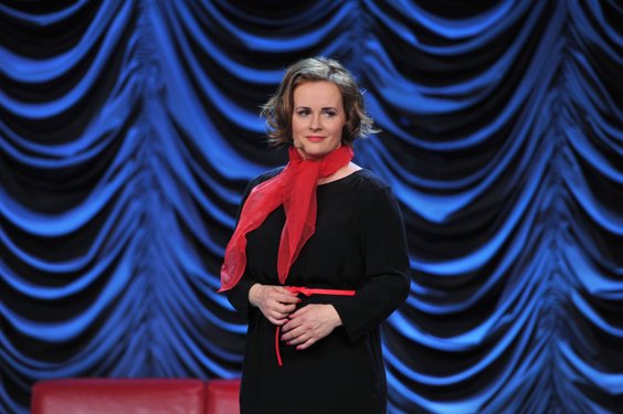 Joanna Kołaczkowska podczas występu Kabaretu Hrabi, 4 grudnia 2013 r.
