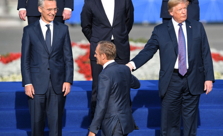 Donald Tusk i Donald Trump w czasie szczytu NATO w Brukseli w 2018 roku