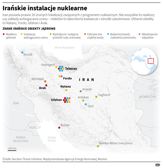 Stany Zjednoczone przeprowadziły ataki na obiekty nuklearne w Iranie w Fordo, Natanz i Isfahanie. We