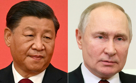 Prezydent Chin Xi Jinping (L) i prezydent Rosji Władimir Putin (R)