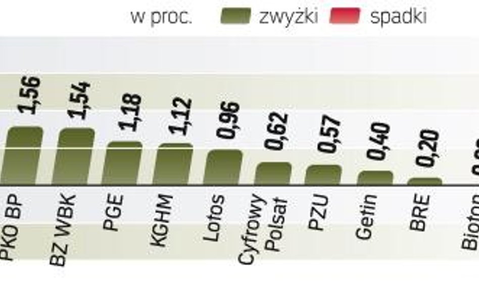 WIG20 dzięki udanej końcówce sesji zyskał aż 1,26 proc. Indeksy w Warszawie zakończyły dzień wzroste