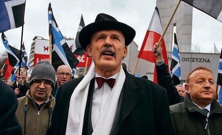 Janusz Korwin-Mikke kandyduje na prezydenta już czwarty raz. Na zdjęciu w 2008 r. podczas manifestac