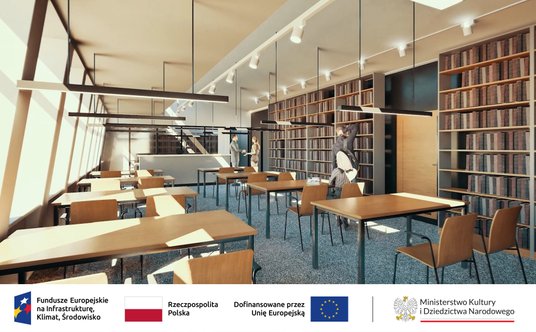 Wizualizacja czytelni po modernizacji Oprac. Pracownia Projektowa F11