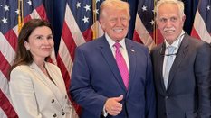 Prezydent USA Donald Trump oraz założyciel Polsatu Zygmunt Solorz z żoną Justyną Kulką