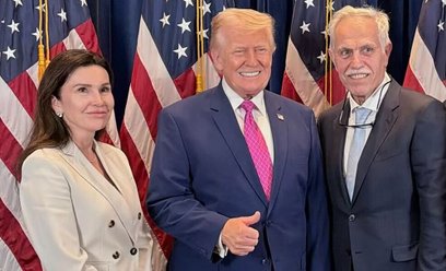 Prezydent USA Donald Trump oraz założyciel Polsatu Zygmunt Solorz z żoną Justyną Kulką