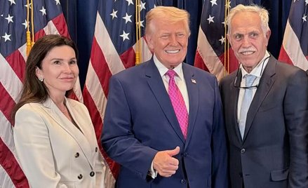 Prezydent USA Donald Trump oraz założyciel Polsatu Zygmunt Solorz z żoną Justyną Kulką