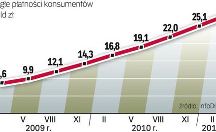 Kwota zaległych płatności konsumentów bardzo szybko rośnie. nieco wolniej przybywa niesolidnych dłuż