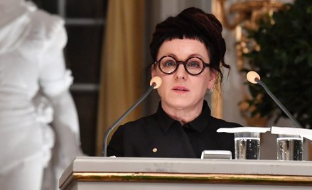 Olga Tokarczuk wygłosiła wystąpienie w języku polskim.