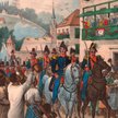 Bolivar triumfalnie wkracza do Caracas, rycina XIX w.