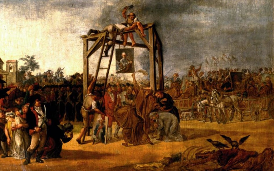 Jan Piotr Norblin. Wieszanie portretów zdrajców w 1794 r.