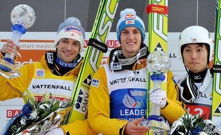 Podium w Garmisch-Partenkirchen. Od lewej: Andreas Kofler, Gregor Schlierenzauer i Daiki Ito