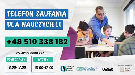 Godziny działania Telefonu zaufania dla nauczycieli.