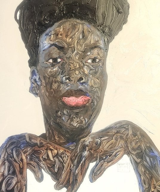 Amoako Boafo "Laced Fingers”/„Splecione palce”