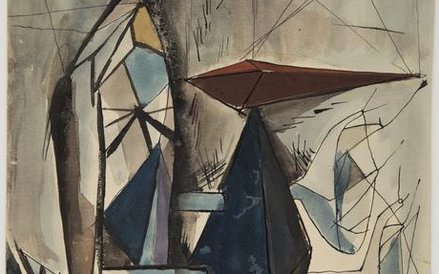 Tadeusz Kantor, (1915-1990) Kompozycja ze stojącą postacią (rysunek z okresu metaforycznego), 1949 r