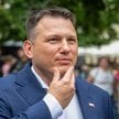 Lider Konfederacji Sławomir Mentzen podczas konferencji prasowej w ramach pikiety przeciwko imigracj