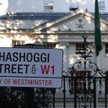 Happening AI: Ulica Chaszodżdżiego przed ambasadą Saudów