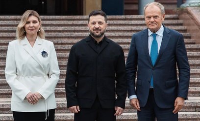Premiera Donalda Tuska na szczycie Karpackiej Inicjatywy Integracyjnej powitali prezydent Ukrainy Wo