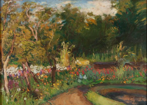 Obraz Józefa Mehoffera „Ogród kwiatowy” pochodzi z wybitnej prywatnej kolekcji.