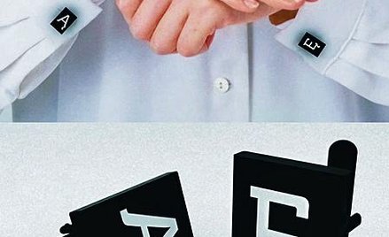 Spinki z trudnymi polskimi samogłoskami: ą, ę (proj. Katarzyna Molicka i Michał Sowa)