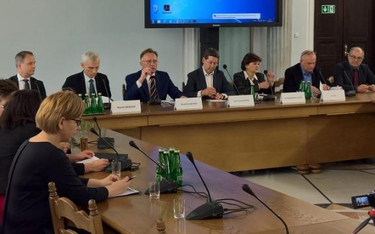 Uczestnicy pierwszej części debaty „Euro w Polsce”, która odbyła się w środę w Sejmie.