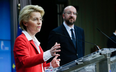 Przewodnicząca Komisji Europejskiej Ursula Von der Leyen i szef Rady Europejskiej Charles Michel