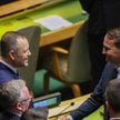 Prezydent RP Karol Nawrocki i wicepremier, minister spraw zagranicznych Radosław Sikorski (podczas d