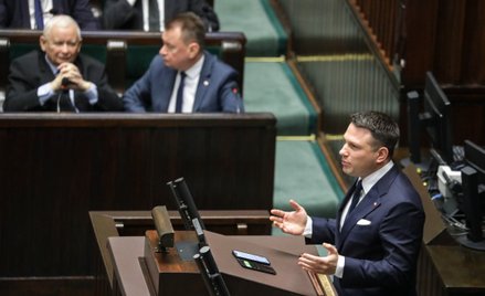 Prezes Prawa i Sprawiedliwości Jarosław Kaczyński (L) oraz przewodniczący KP PiS Mariusz Błaszczak (
