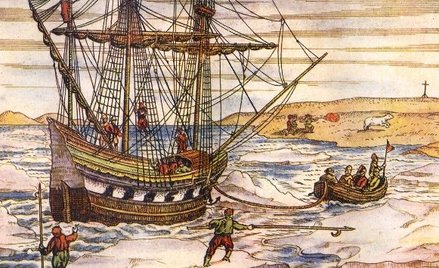 Ilustracja z relacji z wyprawy Willema Barentsa do Arktyki, koniec XVI wieku