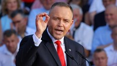 Prezydent RP Karol Nawrocki przemawia podczas uroczystości z okazji rocznicy zaprzysiężenia go na Ur