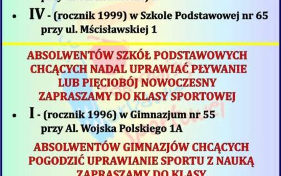 Nabór do klas sportowych